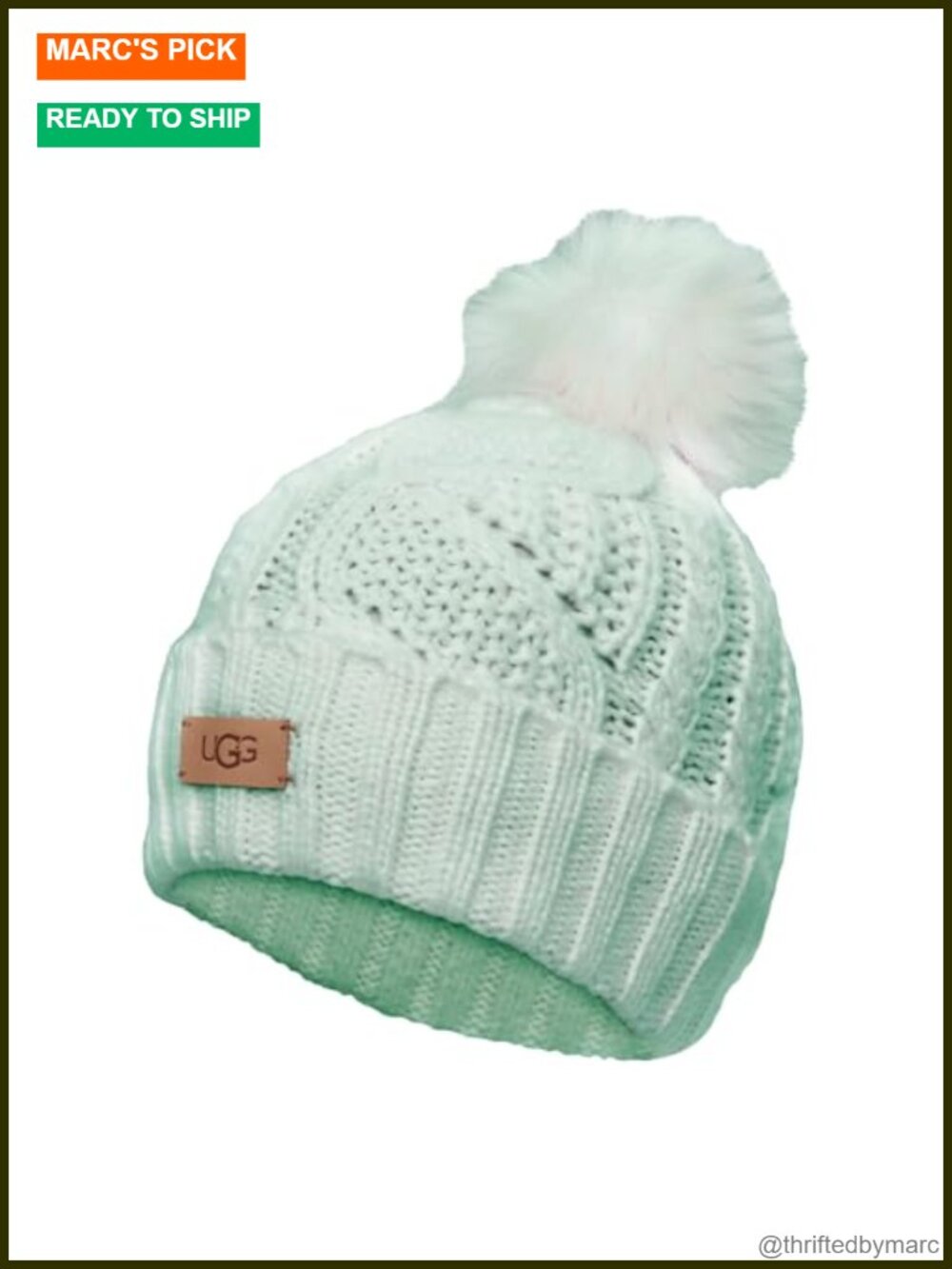Cable Knit Pom Beanie Acrylic Wool Blend Winter Hat